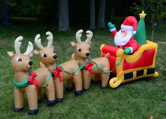 دکوراسیون تعطیلات بادکنکی Santa Clause با Reindeers Double Line Stitched