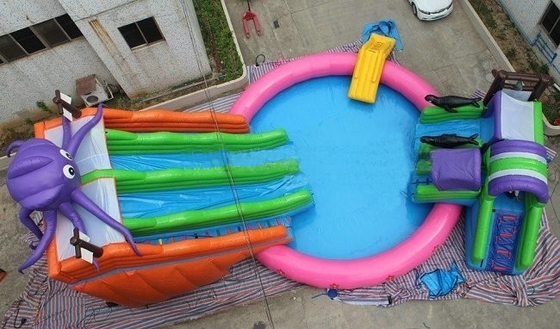 در فضای باز PVC بادی آب پارک OEM سفارشی با استخر آب اسلاید